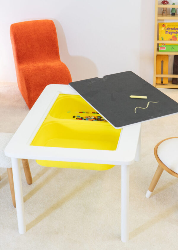 Beyaz Montessori Aktivite Masası ve Sandalye Seti - Görsel 4