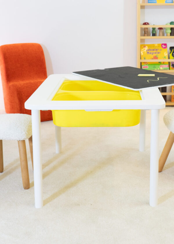 Beyaz Montessori Aktivite Masası ve Sandalye Seti - Görsel 8