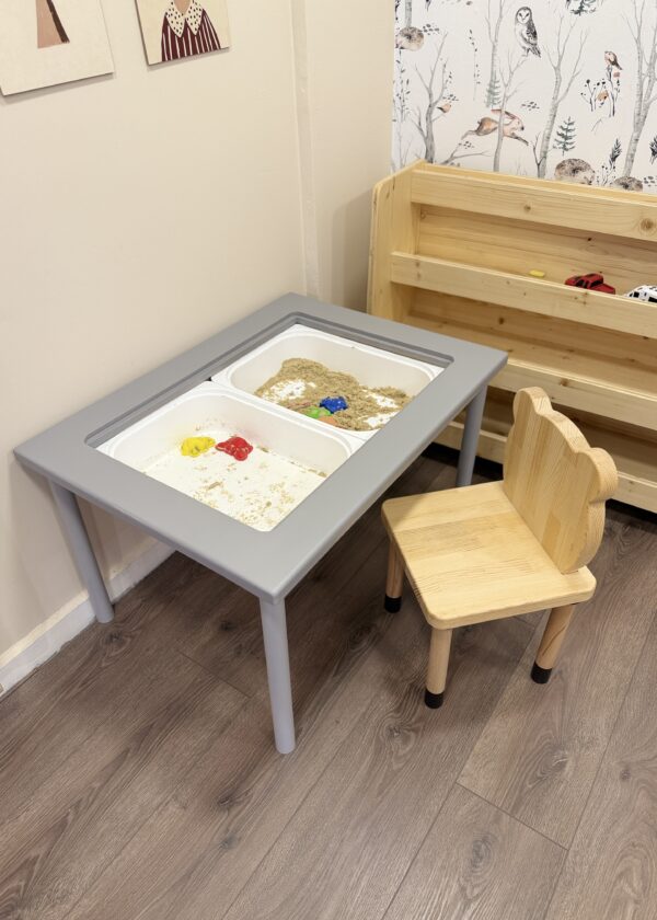 Gri Montessori Masa | Doğal Ahşap Çocuk Masası - Görsel 8