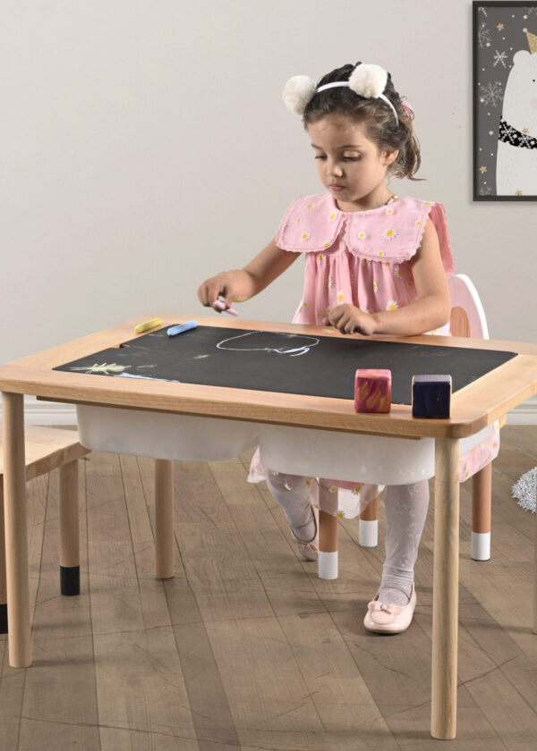 Montessori Ahşap Aktivite Masası ve Sandalye Seti - Görsel 3