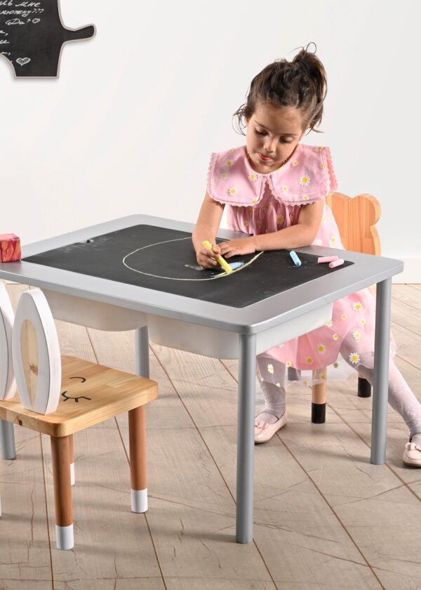 Montessori Çocuk Aktivite Masası - Çift Bölmeli Duyusal Oyun Masası - Görsel 3