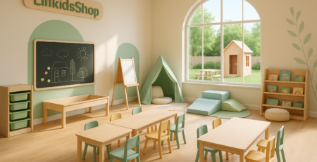 Çocuk oyun atölyesi için doğal ahşap mobilyalar - Lilikids Shop