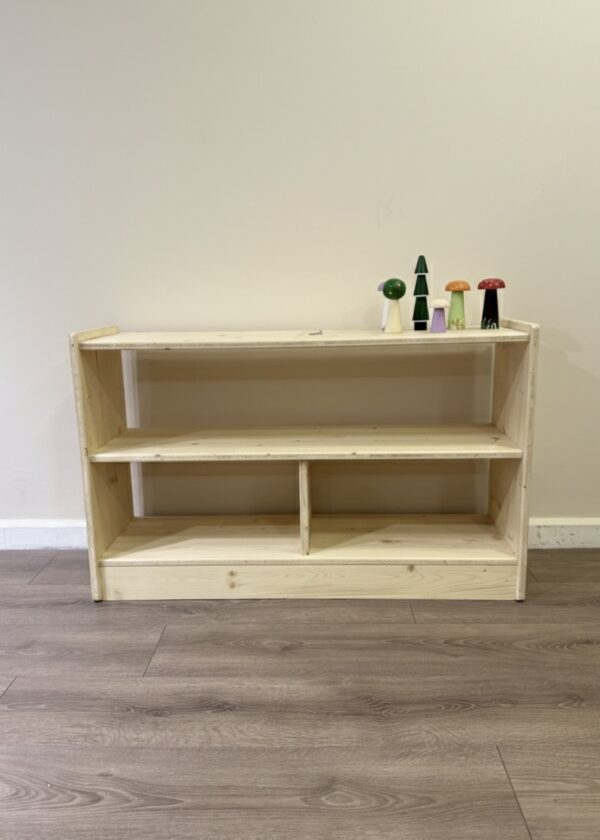 Montessori ahşap çocuk kitaplığı 90 cm genişlik doğal masif ahşap