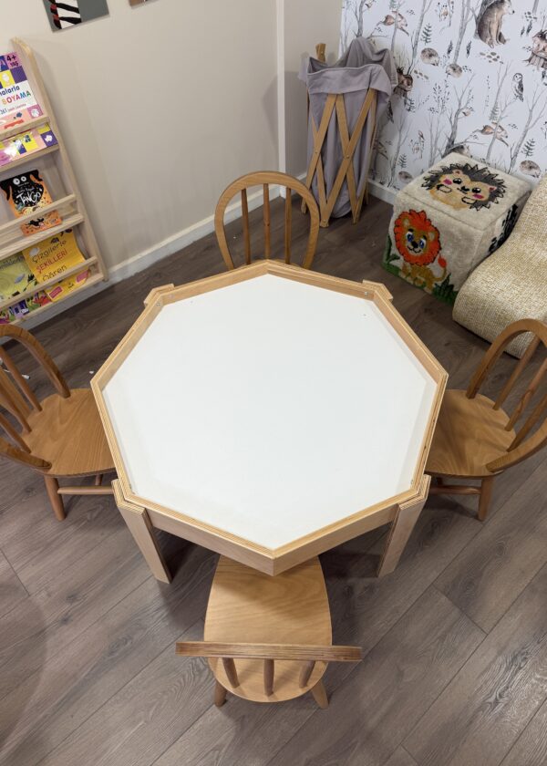 Sekizgen Anaokulu Masa Seti | Kayın Kontraplak 4 Kişilik Duyusal | Lilikids Shop - Görsel 3