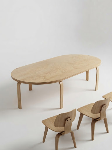 Yarım oval anaokulu masası kayın kontraplak 220x120 cm 50 cm yükseklik kreş - Lilikids Shop