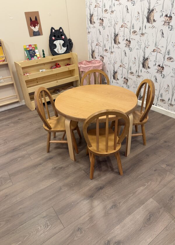 Yuvarlak Masa ve 4 Amerikan Sandalye Seti | Kayın Kontraplak 80 cm | Lilikids Shop - Görsel 3