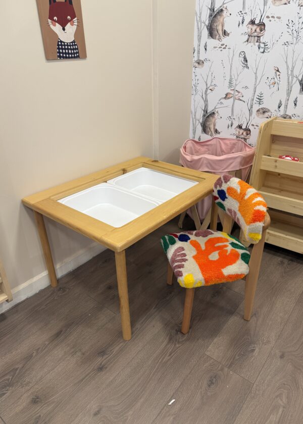 Aktivite masası tufting sandalye seti ladin 78x58 cm kayın el dokuması çocuk odası - Lilikids Shop